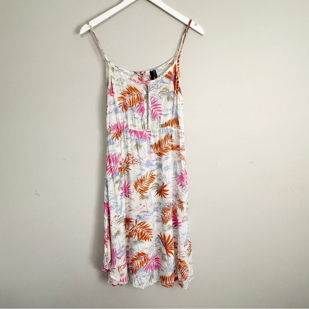 O’NEILL Women’s White Blue Pink Tropical Lighthouse Print Midi Dress Size XS